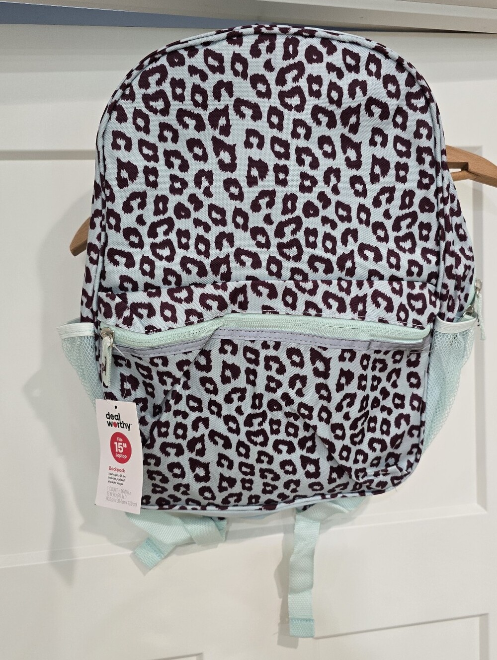 Cheetah Animal Print blue travel Backpack with 15" Laptop Sleeve NWT